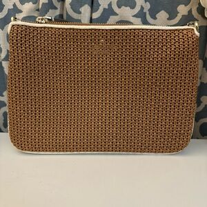EUC Kate Spade Jackson Straw Triple Gusset Crossbody - Warm Gingerbread Multi